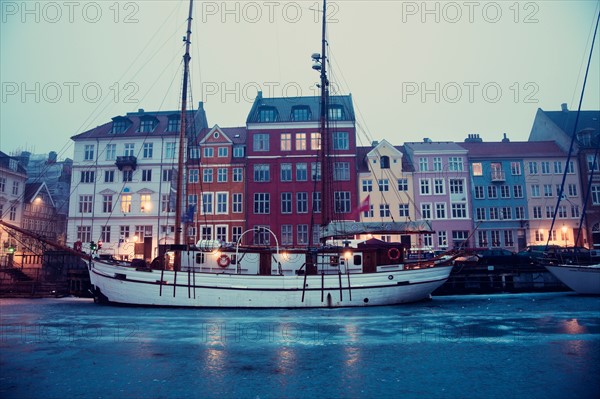 Denmark, Copenhagen. Nyhavn district on early winter morning. Photo : Henryk Sadura