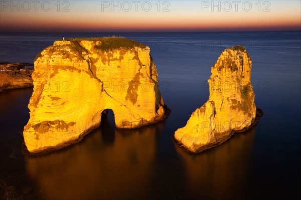 Lebanon, Beirut. Pigeon Rocks at sunset. Photo : Henryk Sadura