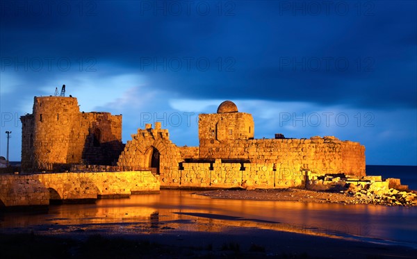 Lebanon, Sidon. Sidon Sea Castle at dusk. Photo : Henryk Sadura