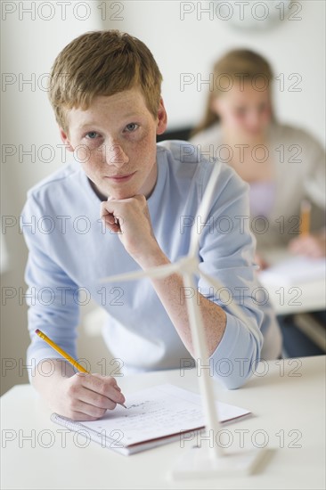 Portrait of student (16-17) in lab.