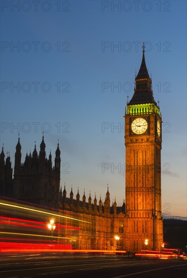 UK, England, London, Big Ben and Parliament at dusk.
