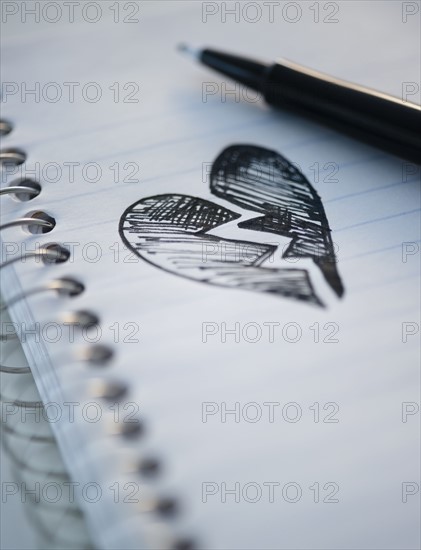 Drawing depicting broken heart. 
Photo : Jamie Grill