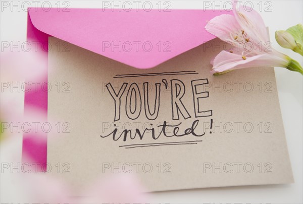 Close up of invitation card. 
Photo : Jamie Grill