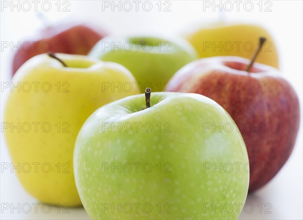 Close up of colorful apples, studio shot. 
Photo : Daniel Grill