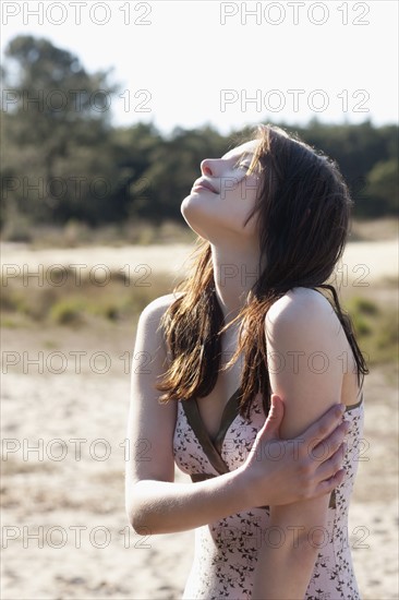 Belgium, Kalmthoutse Heide, Portrait of young woman. 
Photo: Jan Scherders