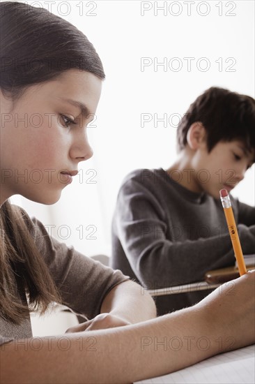 Schoolchildren (12-13) at school. 
Photo: Rob Lewine