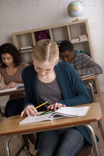 Teenage students (14-15) at school. 
Photo : Rob Lewine