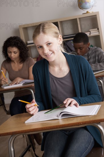 Teenage students (14-15) at school. 
Photo : Rob Lewine