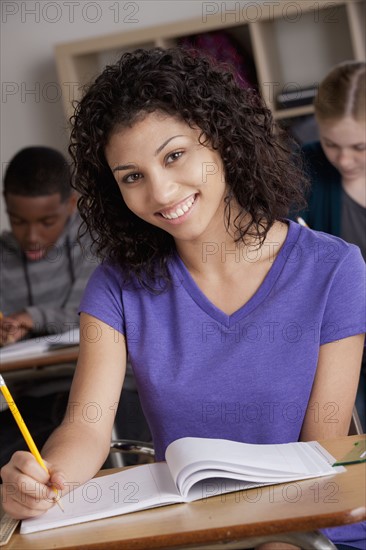 Teenage students (14-15, 16-17) at school. 
Photo : Rob Lewine