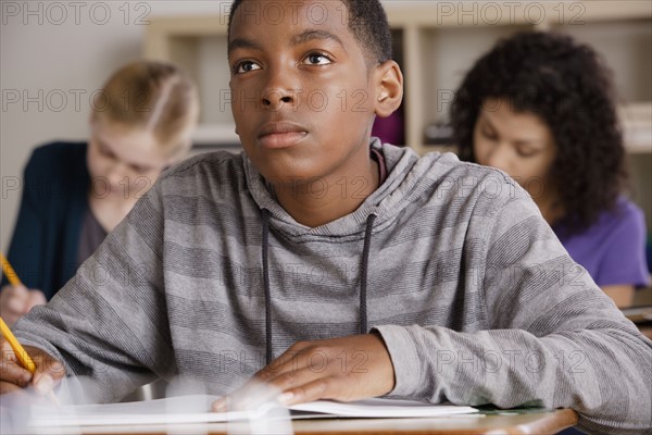 Teenage students (14-15, 16-17) at school. 
Photo : Rob Lewine