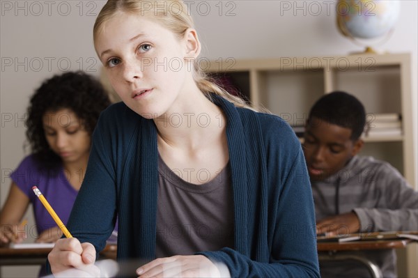 Teenage students (14-15, 16-17) at school. 
Photo : Rob Lewine