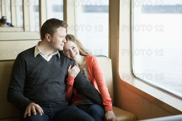 Happy couple on ferry. 
Photo: Jessica Peterson