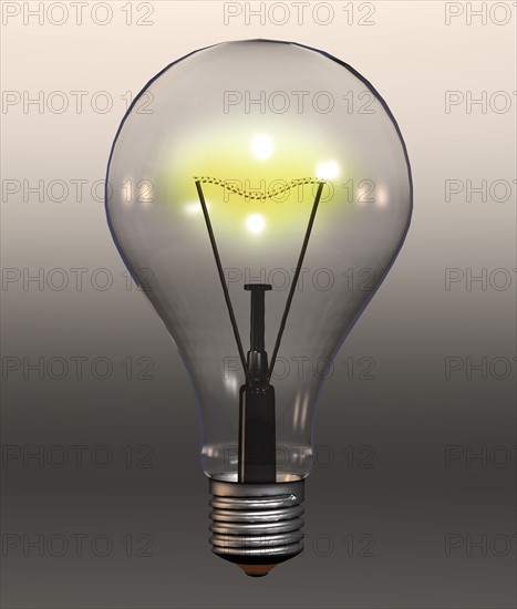 Single "light bulb" on grey background. 
Photo : Calysta Images