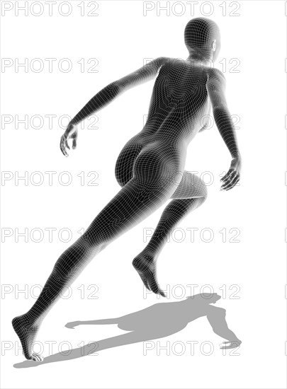 Digitally generated image of running human representation. 
Photo : Calysta Images