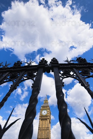 UK, London, Big Ben behind fence.