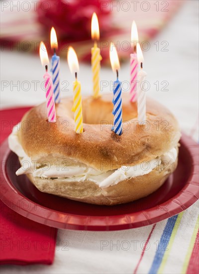 Bagel with candles.