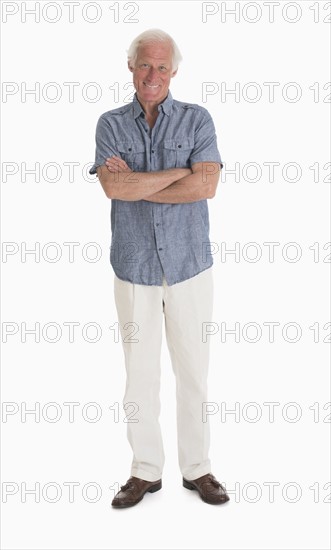 Studio portrait of senior man.