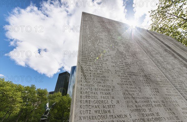 USA, New York State, New York City, Battery Park, Monument to Soldiers and Sailors lost at Sea in WWII.