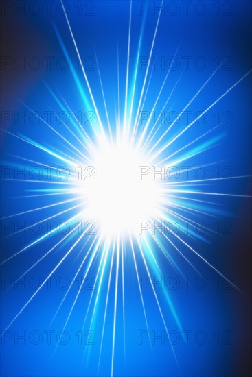 Glowing star on blue.