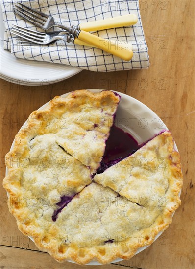 Pie on table.