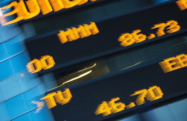 USA, New York, New York City, Close-up of trading board.