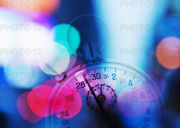 Stopwatch and colorful lights.