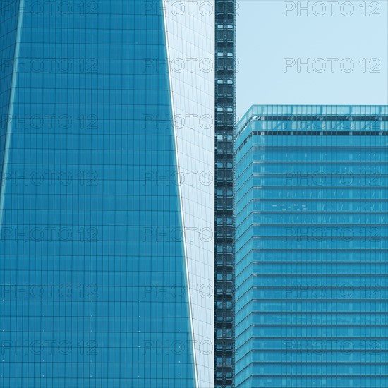 USA, New York City, Abstract shot of office block exterior.