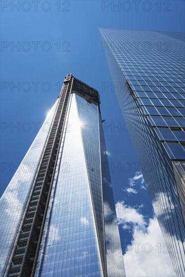 USA, New York City, Low angle view of World Trade Tower.