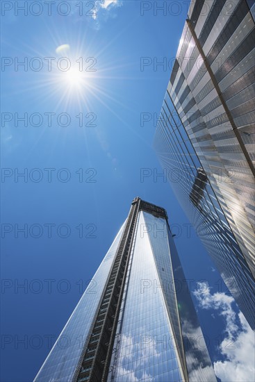 USA, New York City, Low angle view of World Trade Tower.