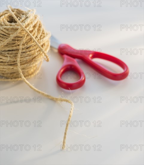 Coiled string and scissors. Photo : Daniel Grill