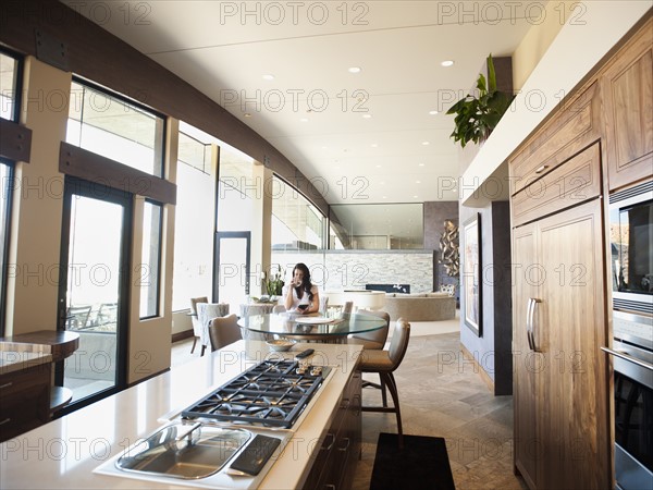 Woman in home interior.