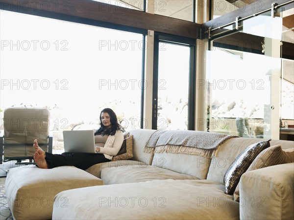 Woman working from home.