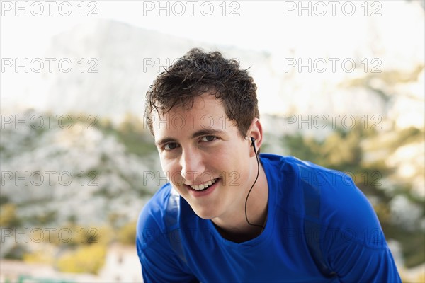 France, Marseille, Portrait of jogger after run. Photo : Mike Kemp