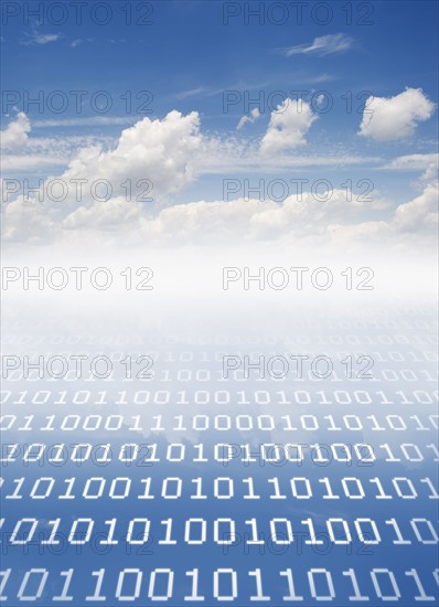 Cloudscape with binary code.