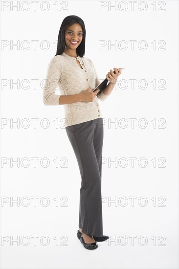 Portrait of businesswoman, studio shot.