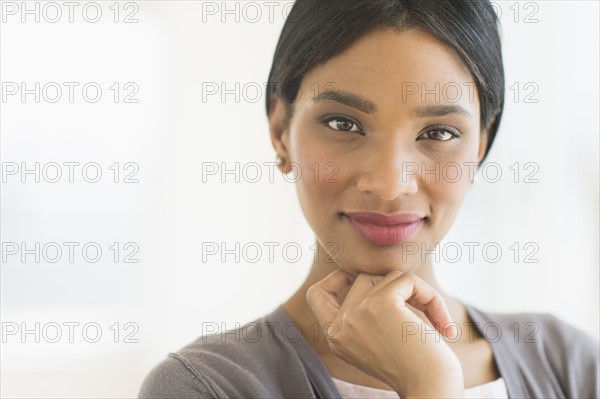 Portrait of businesswoman, studio shot.