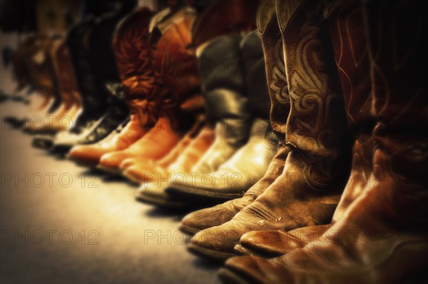 Row of cowboy boots.