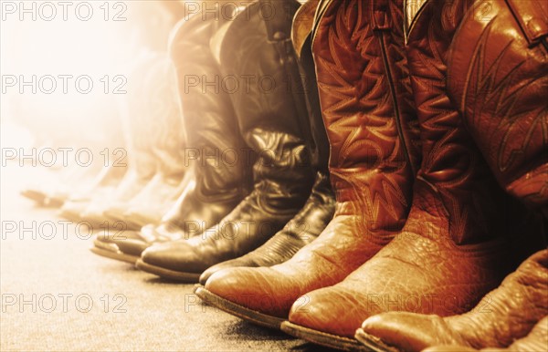 Row of cowboy boots.