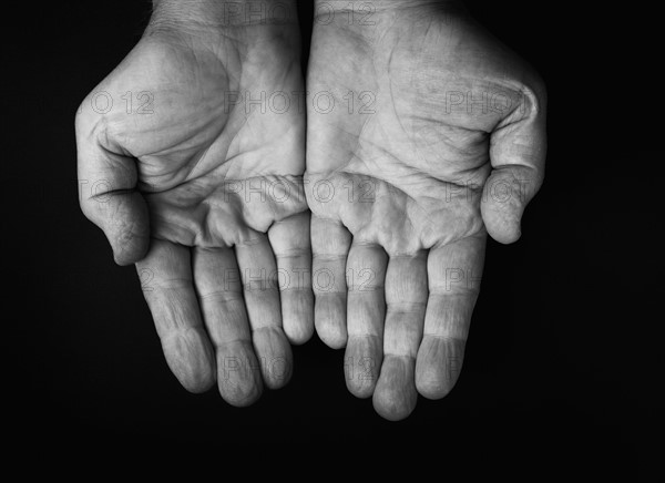 Studio shot of open hands.