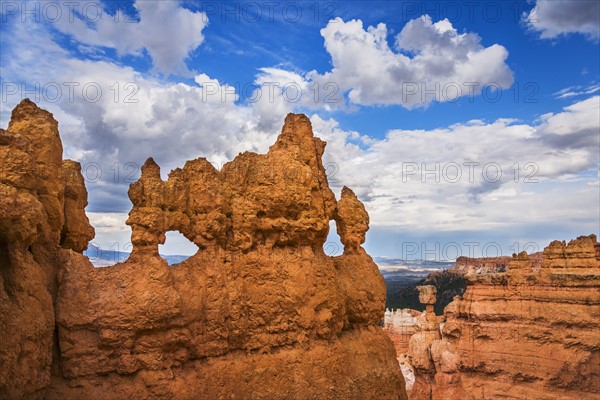 Rock formation against sky.