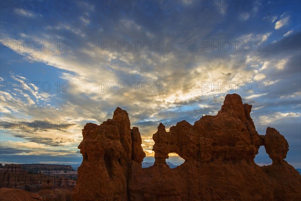 Rock formation against sky.