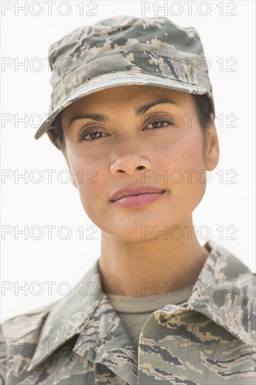 Portrait of female army soldier.