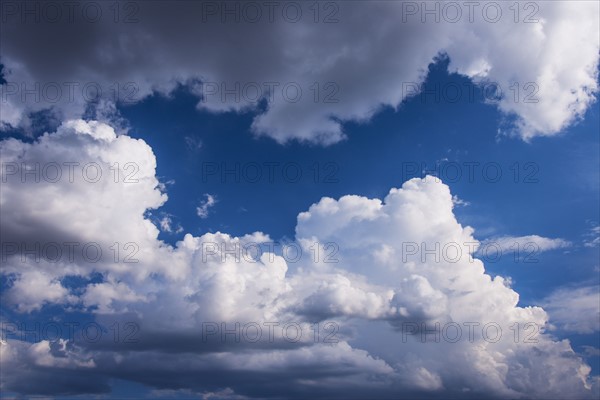 Puffy clouds on sky.