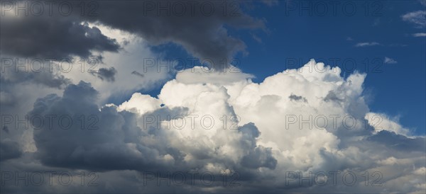 Puffy clouds on sky.