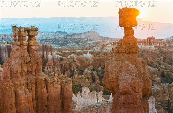 Rock formations at sunset.