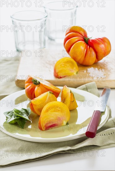 Heirloom tomatoes, studio shot.