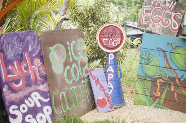 Handmade banners on farm. Photo: Jamie Grill