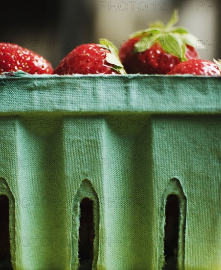 Studio shot of fresh strawberries. Photo : Jamie Grill