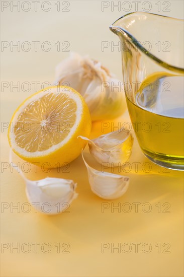 Lemon, garlic and jar of honey. Photo: Daniel Grill