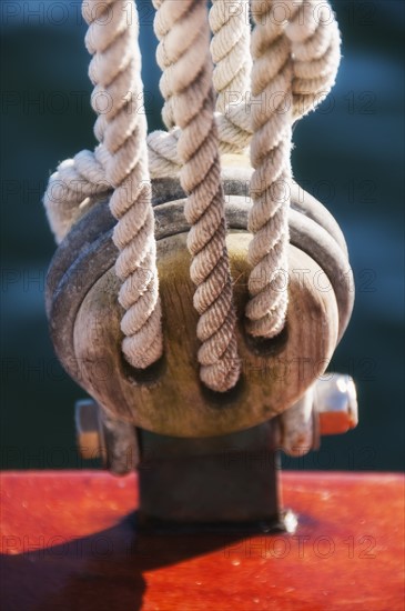 Close-up view of ropes on yacht deck. Photo: Daniel Grill